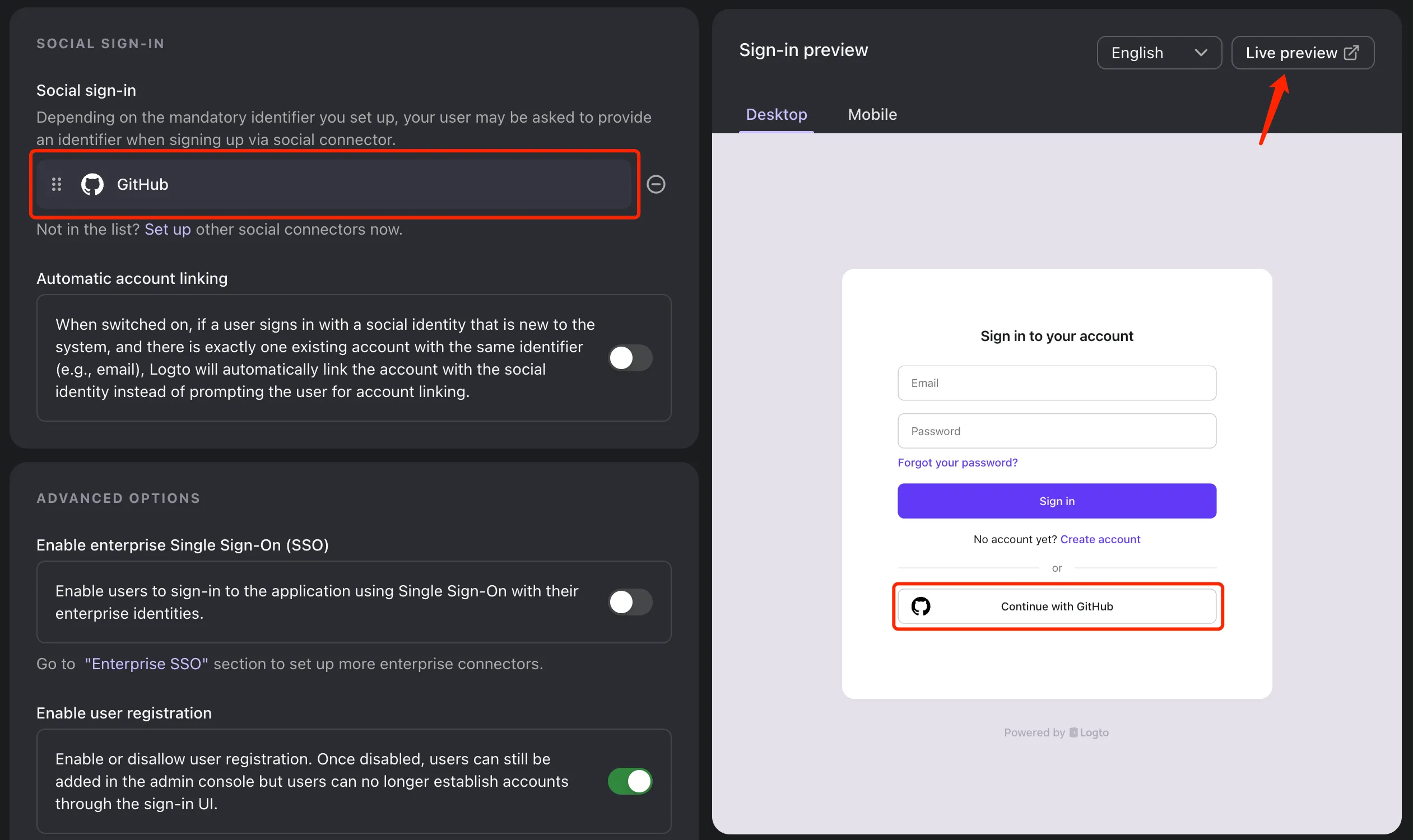 social sign-in